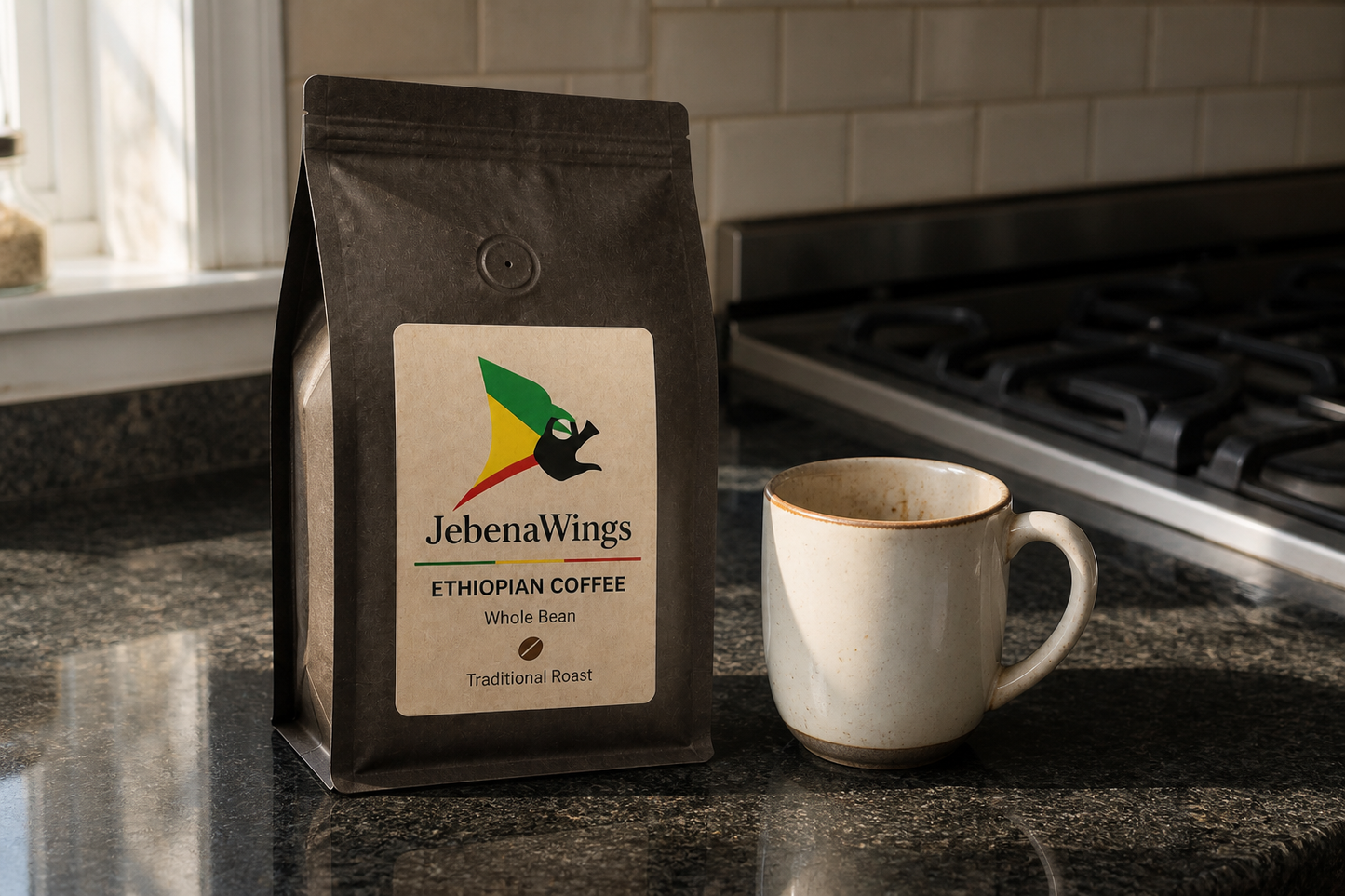JebenaWings Ethiopian Coffee in a real kitchen