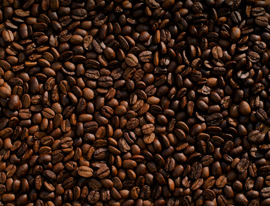 Close-up of roasted whole coffee beans